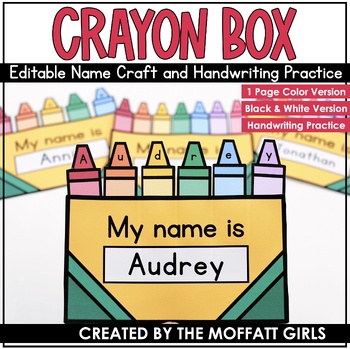 Crayon Name Craft (Editable) and Handwriting Tracing Practice | TPT
