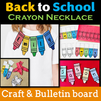 Preview of Crayon Name Necklace fine motor Craft | Back to School Bulletin Board Craft