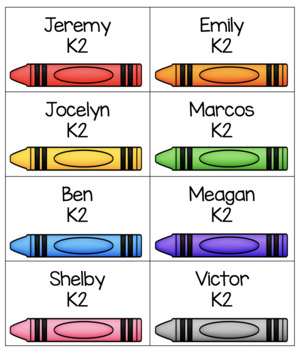 Crayon Name Tags Editable Free By Time 4 Kindergarten Tpt