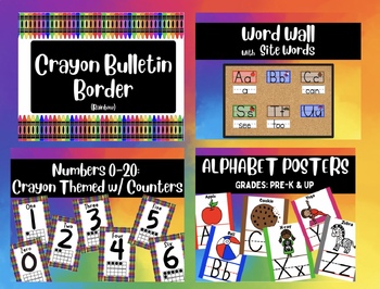 Preview of Crayon/Rainbow (Pre-K - Second Grade) Classroom Decorations