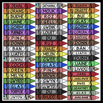 Preview of Crayon Sets in 6 Celtic Languages (over 800 images)