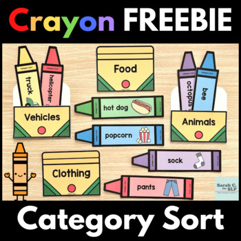 Preview of Crayon Sorting Vocabulary by Category or Categorization Freebie