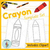 Crayon Template Set: Back to School Craft, Labels, Clipart