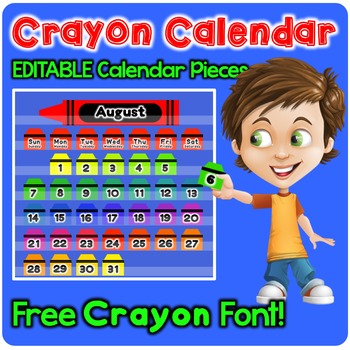Preview of Crayon Theme - EDITABLE Calendar Pieces