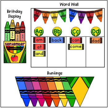 Crayon Theme Classroom Decor and Activities Bundle 