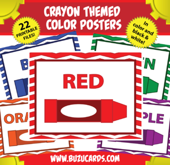 Preview of Crayon Themed Color Posters - Classroom Decor