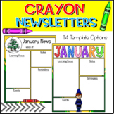 Crayon Themed Monthly Editable Newsletter Templates - Over