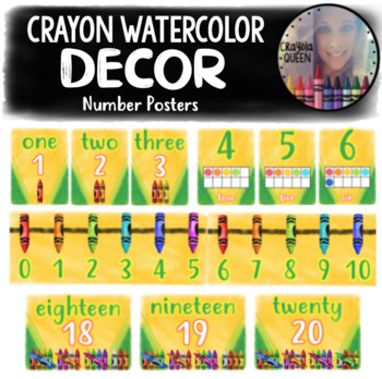 Crayon Watercolor Number Posters By Crayola Queen Tpt