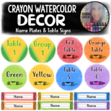 Crayon Watercolor Table Signs and Nameplates