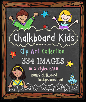 Preview of Crayon and Chalkboard Kids Clip Art Collection - 13 Download Bundle