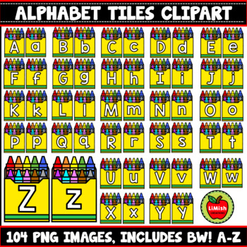 Preview of Crayons Alphabet Tiles Clipart (Moveable images)