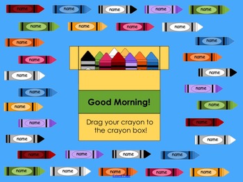 Preview of "Crayons" Back to School SMART Board Attendance Activity