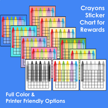 Preview of Crayons Back to School Supplies Incentive Sticker Chart Reward Chart