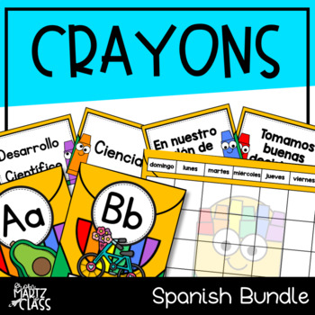 Crayons Classroom Decor Bundle (SPANISH)