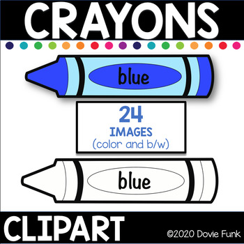 Crayons Clip Art in color and black and white by Dovie Funk | TpT