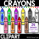 Crayons Clip Art in color and black and white