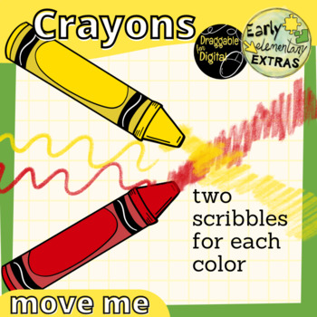 Crayons Clip Art, scribbles movable, move as is, for digital and print use