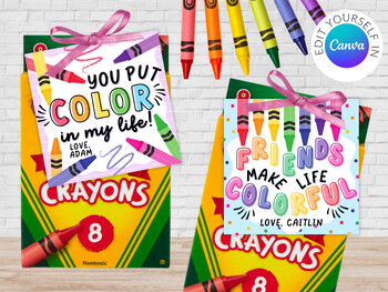 Preview of Crayons Valentine | Editable Template Valentine | Coloring Valentine