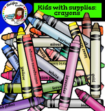 Crayons clip art set2. Color and B&W
