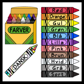 Preview of Crayons in Danish / Colors in Danish