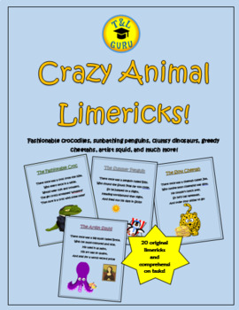 Preview of Crazy Animal Limericks Anthology! (Original Poems and Comprehension Tasks)