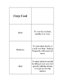 Cooking Terminology Game - "Crazy Cook," "Go Fish" or Matching!