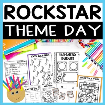 Preview of Crazy Hair Day Activities with Craft and Writing - Rockstar Theme Day for K or 1