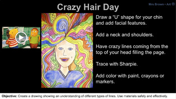 Preview of Crazy Hair Day - Google Slides Art Lesson {MrsBrown.Art}
