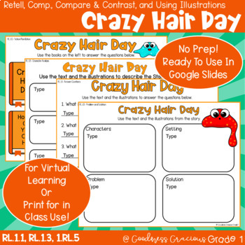 Preview of Crazy Hair Day Story Elements, Comp., Character Analysis, and Fiction/Nonfiction