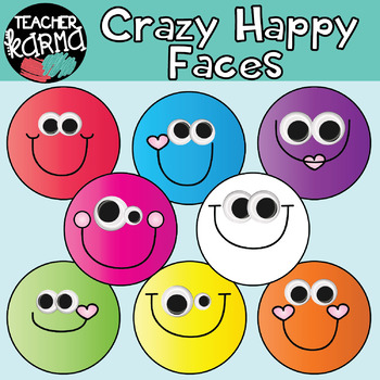 Preview of Crazy Happy Faces: Smiley Faces Graphics with Googly Eyes