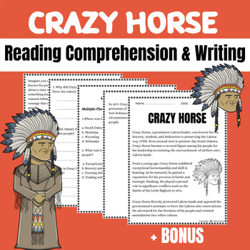 Preview of Crazy Horse Reading Comprehension & Activity Bundle | Native American Heritage