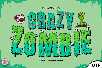 Preview of Crazy Zombie Bubble font letters for teachers