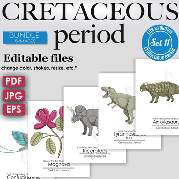 Preview of Creataceous Period Colorful Bundle: Ankylosaurus, Tyrannosaurus REX, Triceratops