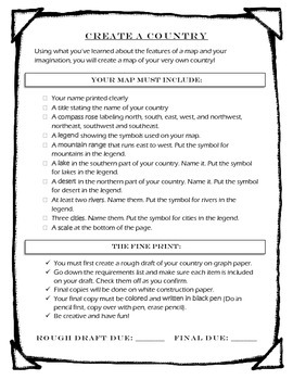 Preview of Create A Country Map Directions and Rubric