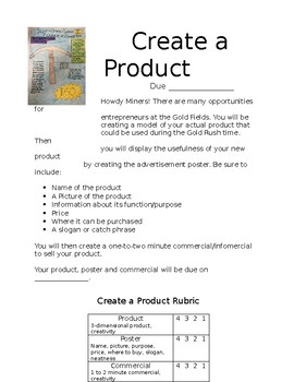 Preview of Create A Product for the Gold Rush