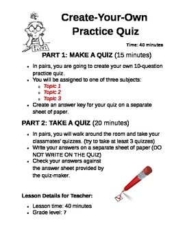 Preview of Create-A-Quiz Formative Assessment/Review