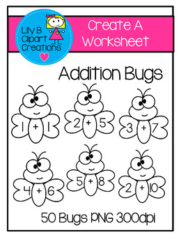 Preview of Create Your Own Worksheets - Addition Bugs Clipart