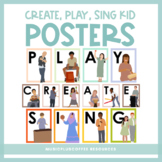 Create, Play, Sing Kid Posters | Music Room Decor