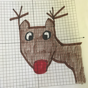 Preview of Create Rudolph Coordinate Plane Holiday Math Graphing Activity Project