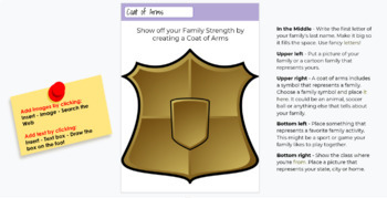 Preview of Create Your Coat of Arms Google Slide Worksheet - Family Unit Assignment