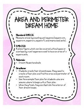 Preview of Create Your Dream Home: Area and Perimeter