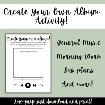 Preview of Create Your Own Album Activity! (General Music, Morning Work, and More!)