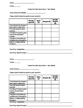 Preview of Create Your Own Board Game Peer Review