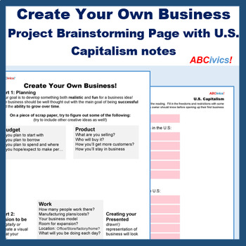 Preview of Create Your Own Business Mini Project: ABCivics!
