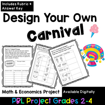 Preview of Create Your Own Carnival Math PBL Project WITH RUBRIC Grades 2-4