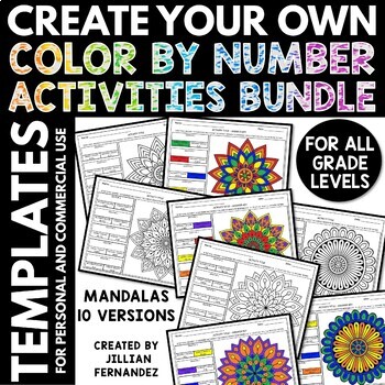 Preview of Create Your Own Color by Number Activities Templates BUNDLE | Mandalas