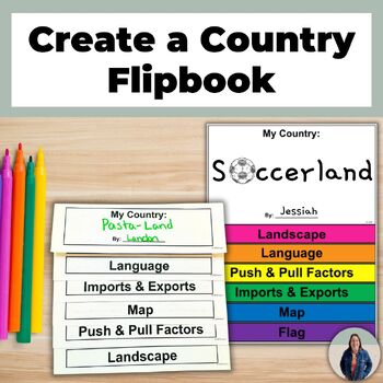 Preview of Create Your Own Country Project with Flipbook Template Social Studies Project