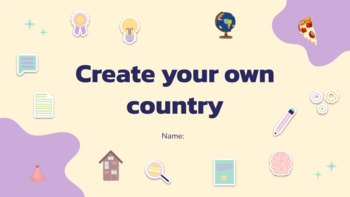 Preview of Create Your Own Country end of year project with slides and rubric