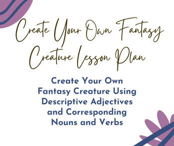 Preview of Create Your Own Fantasy Creature Lesson Plan for 3rd Grade ELA