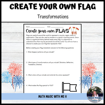 Preview of Create Your Own Flag Transformations Activity Flag Day & 4th of July